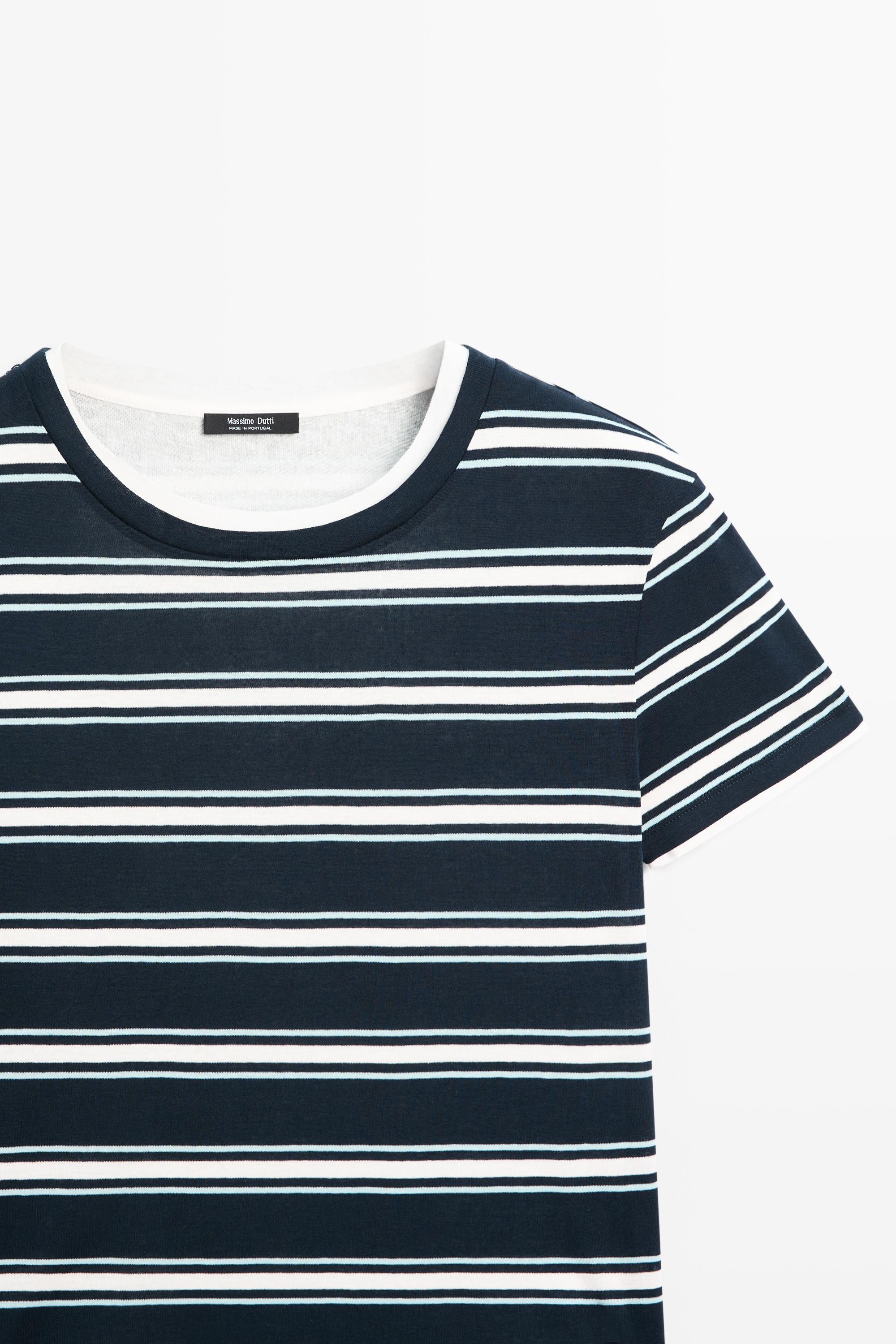 Double-layer striped short sleeve T-shirt